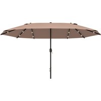 Garden Parasol 4.4m Double Sided Sun Umbrella Patio Sun Shade Outdoor LED Solar Light Aosom UK