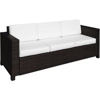 Outsunny 3 Seater Rattan Sofa All-Weather Wicker Weave Metal Frame Chair with Fire Resistant Cushion - Brown | Aosom Ireland