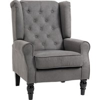 HOMCOM Retro Accent Chair, Wingback Armchair with Wood Frame Button Tufted Design for Living Room Bedroom, Dark Grey | Aosom Ireland