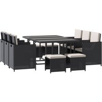 Outsunny 11PC Rattan Garden Furniture Outdoor Patio Dining Table Set Weave Wicker 10 Seater Stool Black | Aosom Ireland