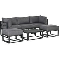 Outsunny Garden Daybed, 6 Piece Outdoor Sectional Sofa Set, Aluminum Patio Conversation Furniture Set with Coffee Table, Footstool and Cushions, Grey | Aosom Ireland