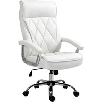 Vinsetto Executive Office Chair Desk Chair Swivel Chair Ergonomic with Rocking Function Adjustable Height Diamond Pattern Modern Elegant Luxurious Faux Leather Metal Foam White 66x69x121 cm | Aosom Ireland