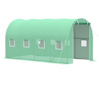 Outsunny Poly Tunnel, Walk-In Garden Greenhouse with Roll-Up Door and 8 Mesh Windows, 4 x 2 m, Green | Aosom Ireland