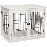 PawHut Hundehütte Hundehaus Transportbox Kleintierkäfig für Innen 81 x 58,5 x 66 cm aus MDF & Metall in Weiß, ideal für Haustiere Aosom.de