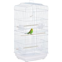Pawhut Cage à oiseaux volière avec mangeoires perchoirs plateau excrément amovible cage pour canaris perruches perroquets 46,5 x 35,5 x 92 cm blanc