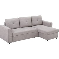 HOMCOM Corner Sofa Bed, 3-Seater Fold Out Sofa Bed, Futon Couch, with Footstool, Storage, Linen-Touch, Grey | Aosom Ireland