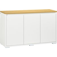 HOMCOM Aparador de Sala de Estar Armário de Armazenamento com 3 Portas e Prateleiras Ajustáveis 120x37x75 cm Branco e Madeira Aosom Portugal