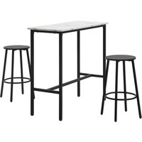 HOMCOM Bar Set for 2 Persons, 1 Table with 2 Bar Stools, White Marble Look Tabletop, Steel Frame | Aosom Ireland