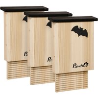 PawHut Set of 3 bat houses, weather-resistant, up to 3 bats per house, treated fir wood, Natural + Black | Aosom Ireland