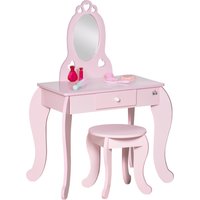 HOMCOM Kids Vanity Table & Stool Girls Dressing Set Make Up Desk Chair Dresser Play Set with Mirror Pink | Aosom Ireland