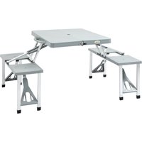 Outsunny Portable Camping Picnic Table Foldable with Seats Chairs and Umbrella Hole 4Kids Travel Table Grey Aosom UK