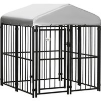 PawHut Kennel Recinto per Cani Taglia Piccola e Media, Galline e Anatre con Tettuccio, 122x122x138cm Aosom