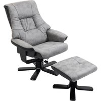 HOMCOM Leather Recliner Armchair, w/Footstool, 135° Reclining, 360 Swivel Grey | Aosom Ireland