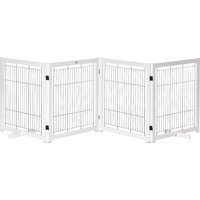 PawHut Wood Pet Gate Dog Safety Gate Pet Barrier Safety Door Bidirectional Folding Steel White 305 x 35.5 x 82 cm | Aosom Ireland