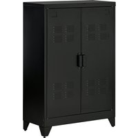 HOMCOM Sideboard Filing Cabinet with Louvered Doors Wardrobe Storage Cabinet Industrial Metal Cabinet with 2 Adjustable Shelves Living Room Bedroom Black 75 x 33 x 110 cm | Aosom Ireland