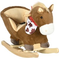 HOMCOM Kids Rocking Horse, Plush Baby Rocking Chair with Safety Harness, Realistic Sound, Foot Pedals, for Toddler Aged 18-36 Months, Brown | Aosom Ireland
