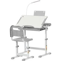 HOMCOM Children's Study Desk Set: USB Lamp, Storage Drawer, Activity Table for Arts & Crafts, Grey & White | Aosom Ireland