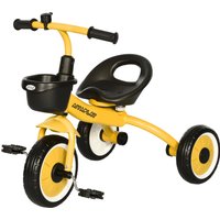 AIYAPLAY Toddler Trike: Adjustable Seat, Storage Basket & Bell, Durable Tricycle for 2-5 Years, Sunny Yellow | Aosom Ireland