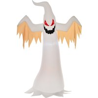 HOMCOM Halloween aufblasbares Gespenst 2,4 m mit LEDs IP44 selbstaufblasend Polyester in Weiß und Rot, perfekte Dekoration für Halloween Aosom.de