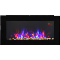 HOMCOM 1000W/2000W LED Electric Fireplace w/ Automatic Function Remote Faux Flame Wall Home Heater Backlight Timer Sleek Stylish | Aosom Ireland