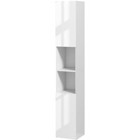 Kleankin Freestanding Bathroom Cabinet, High Gloss Storage Cabinet Floor Storage Cupboard with Mirror, 2 doors and Adjustable Shelves, White | Aosom Ireland