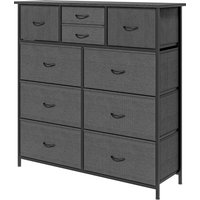 HOMCOM Bedroom Dresser: 10 Fabric Drawers, Steel Frame, Spacious Storage Solution, Ebony Shade | Aosom Ireland