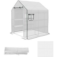Outsunny Walk-In Greenhouse Cover: PE Replacement with Roll-Up Door & Windows, 140x143x190 cm, White | Aosom Ireland