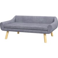 PawHut Pet Sofa Dog Sofa, Scandinavian Design, Removable Padding, Velvet Look, 102 cm x 58.5 cm x 42.5 cm, Gray + Natural | Aosom Ireland