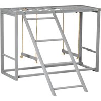 PawHut Wooden Chicken Coop Activity Centre with Swing Set for 3-4 Birds, Outdoor Hen House, Grey | Aosom Ireland
