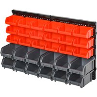 DURHAND Professional Wall Mounted Tool Organiser, 30-Compartment, PP Material, Ideal for Hardware Storage, Red/Grey | Aosom Ireland
