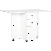 HOMCOM Folding Kitchen Table for 4-6, Rolling Drop Leaf Dining Table with Storage Drawers, Cabinet and Open Shelf, Wheels, White | Aosom Ireland