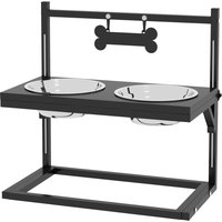 PawHut Elevated Dog Bowls with Adjustable Height Stand, Feeding Station for Small to Large Dogs, Black | Aosom Ireland
