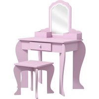 ZONEKIZ Child's Vanity Set with Cloud-Shaped Mirror, Stool, Drawer, and Storage Compartments, Pink | Aosom Ireland
