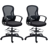 Vinsetto Lot de 2 fauteuils de bureau chaise de bureau assise haute réglable pivotant 360° maille respirante noir