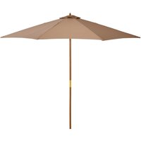 3 Garden Umbrella Wooden Parasol 8 Ribs Bamboo Sun Shade Patio Outdoor Umbrella Canopy