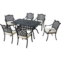 Outsunny 7 Pieces Aluminium Patio Dining Set with Umbrella Hole Black | Aosom Ireland