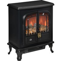 Electric Fireplace Stove Heater LED Fire Flame Effect Double Door Freestanding & Portable Overheat Protection 1000W 2000W