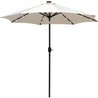 Outsunny Parasol octogonal inclinable Ø 2,7 x 2,4 m lumineux solaire 24 LED polyester haute densité 180 g/m² crème
