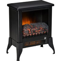 HOMCOM Electric Fireplace Stove, Free standing Fireplace Heater with Realistic Flame Effect, Adjustable Temperature and Overheat Protection, Black | Aosom Ireland