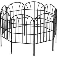 Outsunny Metal Decorative Outdoor Picket Fence Panels Set of 8, Black | Aosom Ireland