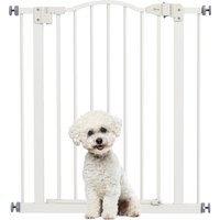 PawHut White Extendable Dog Gate 74-80cm Metal Adjustable Pet Gate with Auto-Close Feature for Home Safety | Aosom Ireland