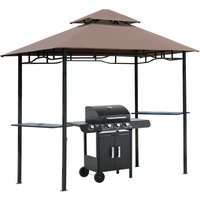 Outsunny 8ft BBQ Shelter, BBQ Canopy, Double-Tier Grill Canopy Barbecue Tent Shelter Patio Deck Cover - Coffee | Aosom Ireland