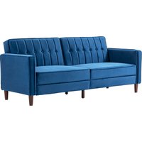 HOMCOM Modern Convertible Sofa Futon Velvet-Touch Tufted Couch Compact Loveseat with Adjustable Split Back, Blue | Aosom Ireland