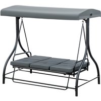 Outsunny Balancelle de Jardin 3 Places Convertible Inclinaison Toit réglable Matelas Grand Confort Rembourrage 7 cm fourni