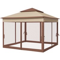 Outsunny 3 x 3(m) Pop Up Gazebo, Double-roof Garden Tent with Netting and Carry Bag, Party Event Shelter for Outdoor Patio, Khaki | Aosom Ireland
