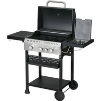 Outsunny Galvanised Steel 3+1 Gas Burner BBQ Grill Trolley, Black | Aosom Ireland