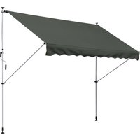 Balcony 3 x 1.5m Manual Adjustable Awning DIY Patio Clamp Awning Canopy Retractable Shade Shelter