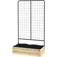 Outsunny Raised Bed with Lattice Trellis, Fleece Lining, Natural Wood, Steel, 80x38x145 cm, Black | Aosom Ireland