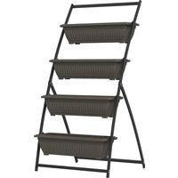 Outsunny Plant Shelf Flower Shelf Planter, stackable, weather-resistant, 76 cm x 79 cm x 162 cm, Brown | Aosom Ireland
