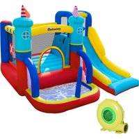 Outsunny 4 in 1 Kids Bounce Castle Large Sailboat Style Inflatable House Slide Trampoline Climbing Wall for Age 3-8, 2.65 x 2.6 x 2m | Aosom Ireland